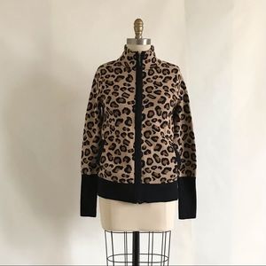 RACHAEL ZOE | Cardigan Zip Front Leopard Pattern Sweater Size Small
